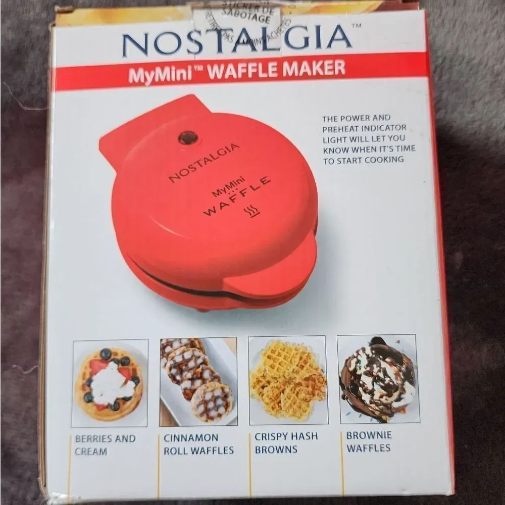 NEW NOSTALGIA MyMini Red Waffle Maker
